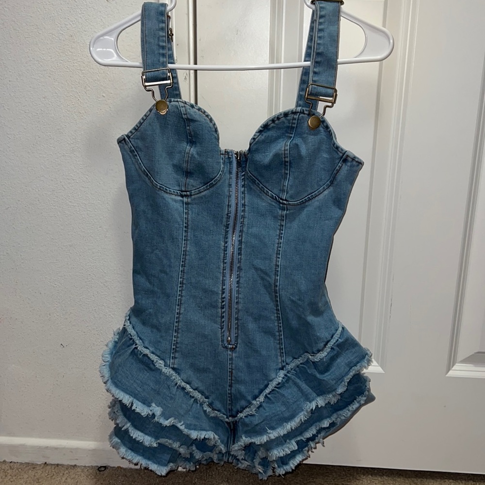Denim overall short fashion nova